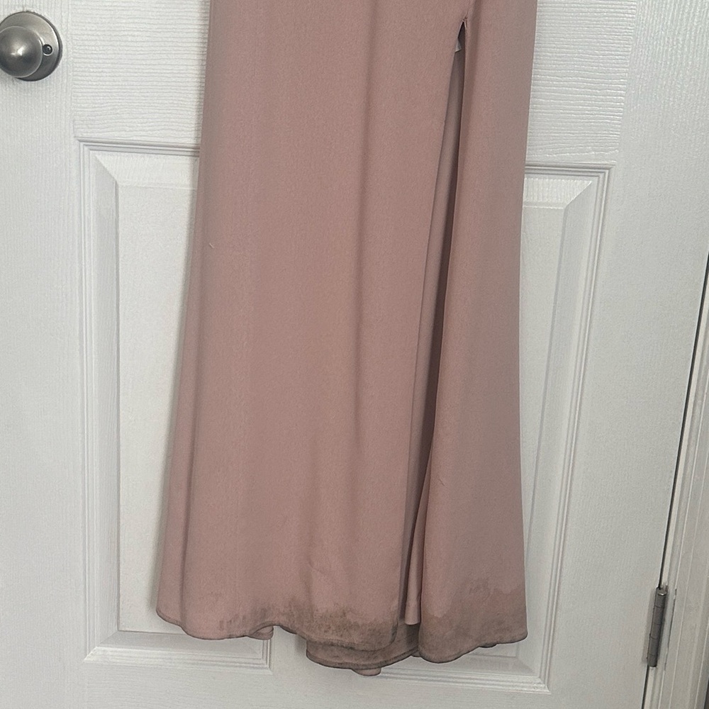 Adrianna Papell Blush Cowl Neck Full Length Slit Formal Dress - Picture 4 of 14